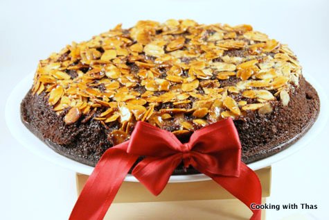 chocolate-almond upside down cake