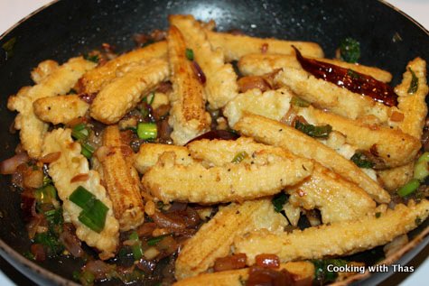 making fried baby corns