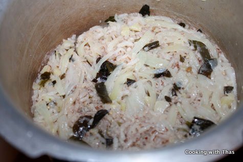 making coconut rice