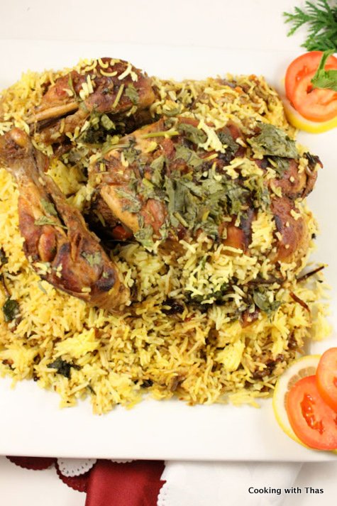 Thas's signature whole chicken biryani