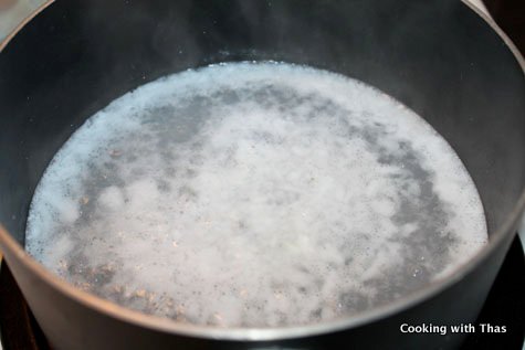 boiling water and coconut for orotti