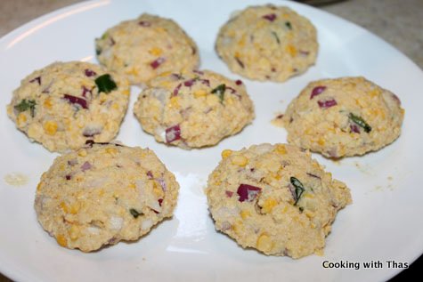 chana dal fritters made into patties