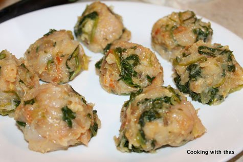 chicken spinach balls before baking