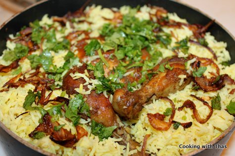layered whole chicken biryani