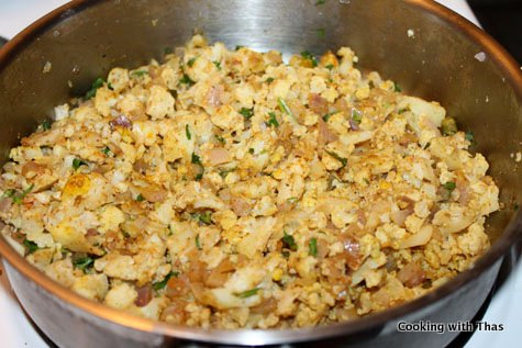making cauliflower masala