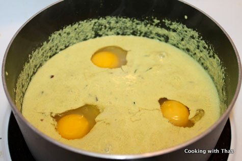 making poached egg korma
