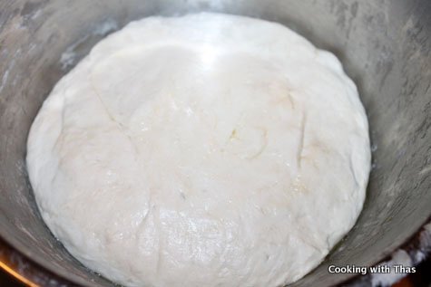 pizza dough after 1 hour