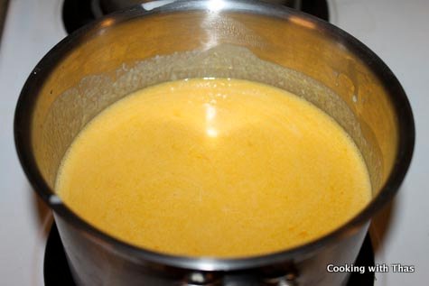 making mango pudding