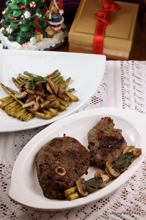 baked mint lamb and asparagus mushroom stir fry