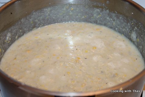 making cauliflower corn chowder
