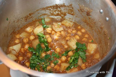 making chick pea curry