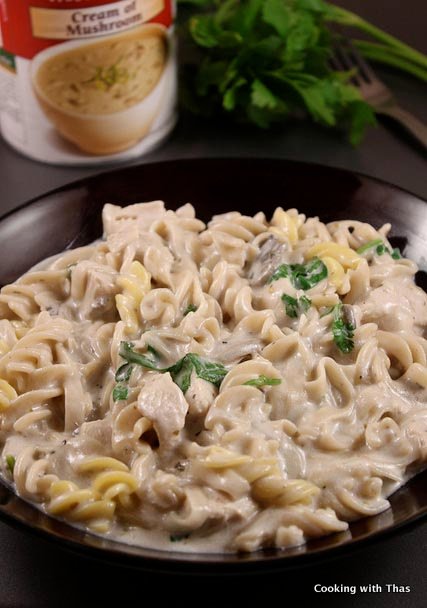 cream of mushroom and chicken-pasta