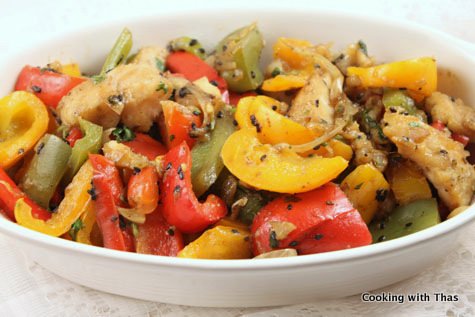 Fish and mixed pepper stir fry