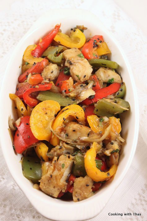Fish and pepper stir fry