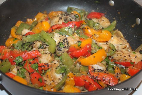 making fish and pepper stir fry