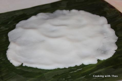 spreading rice dough