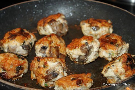 frying chicken balls