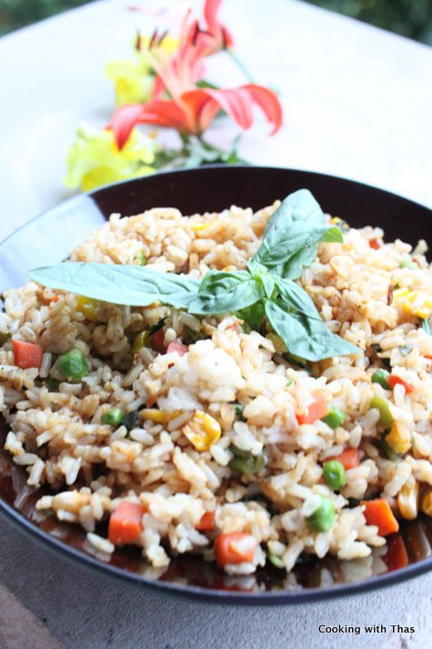 basil-fried brown rice