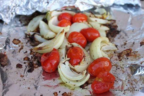 grilled tomato and onions