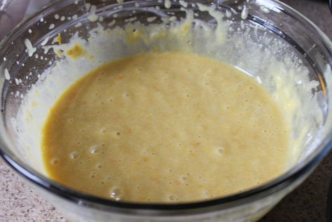 orange cornmeal cake batter