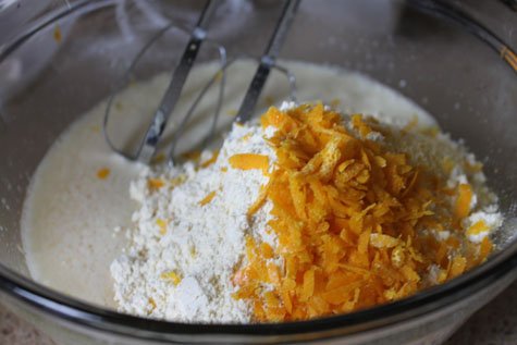 orange-cornmeal cake making