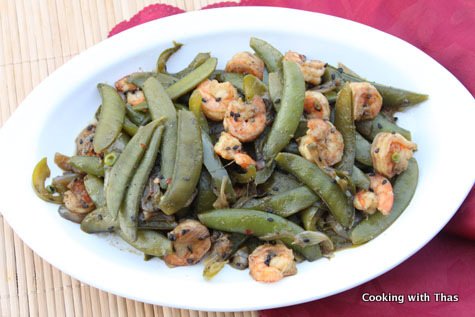 shrimp and snap peas