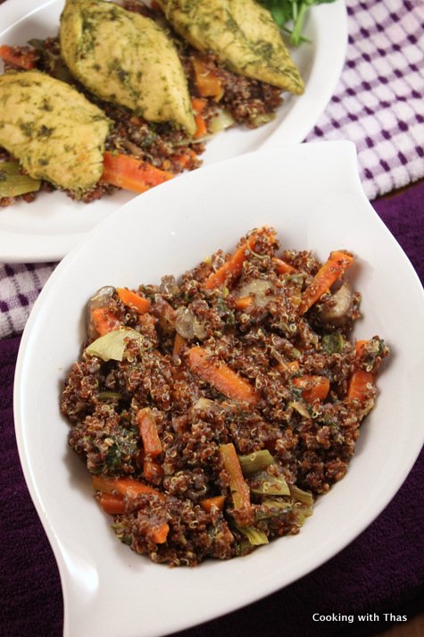 red quinoa-with veggies