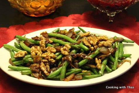 beans with shallots and walnuts
