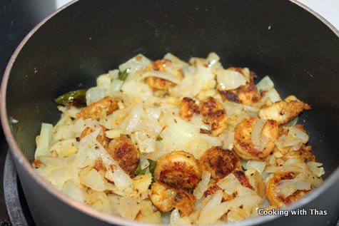 making basil-shrimp