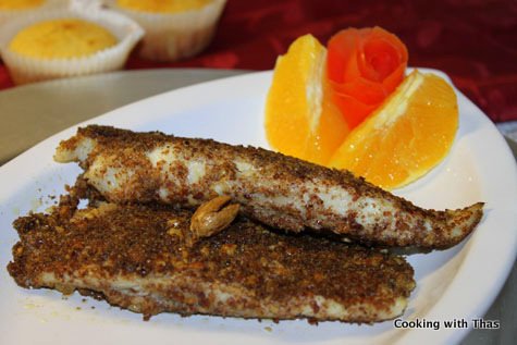 tilapia with walnut-flax seeds crust