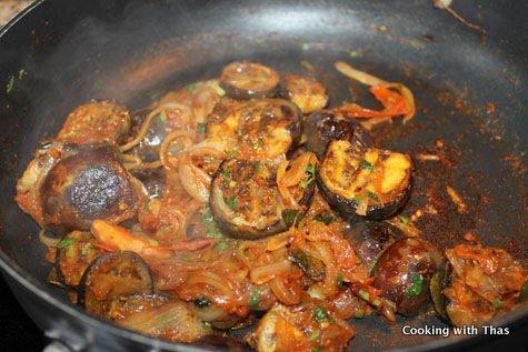 making eggplant-stir fry