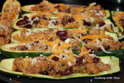 making stuffed zucchini