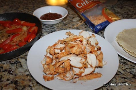 making taco chicken station