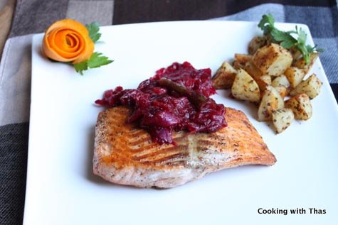 salmon with cranberry chutney