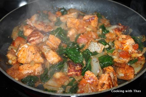 making-parmesan spinach salmon