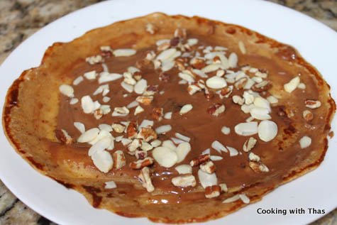 crepes filled with frosting and nuts