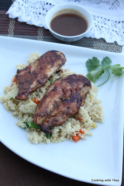 Pan fried chicken in dates sauce