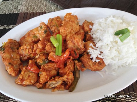 fish fritters in tomato sauce