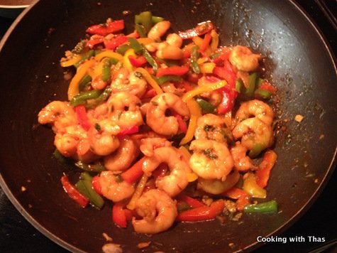 making honey pepper shrimp