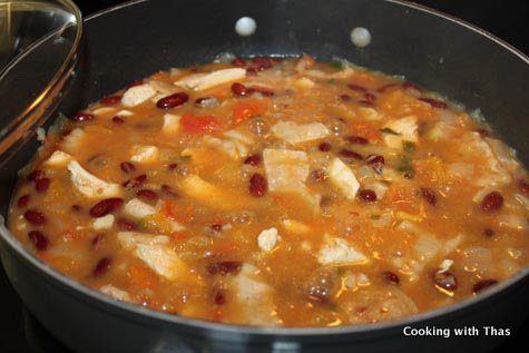 making tortilla soup