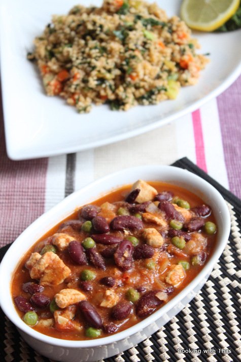 kidney beans, peas-chicken stew
