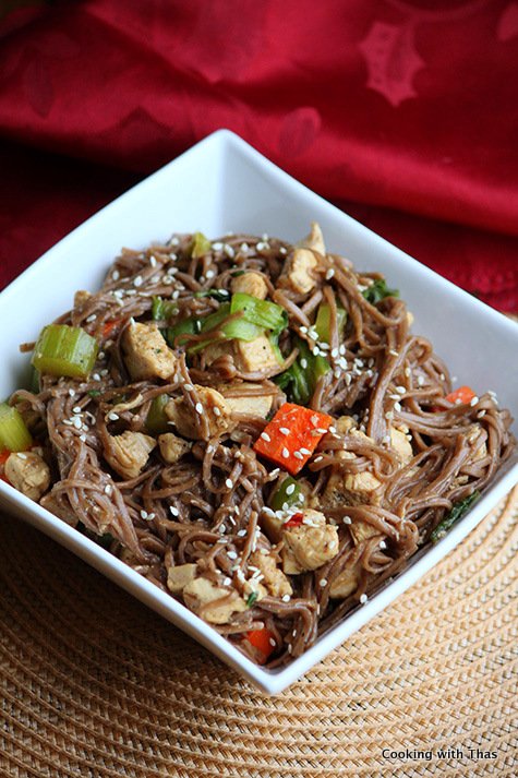 chicken soba noodle stir fry