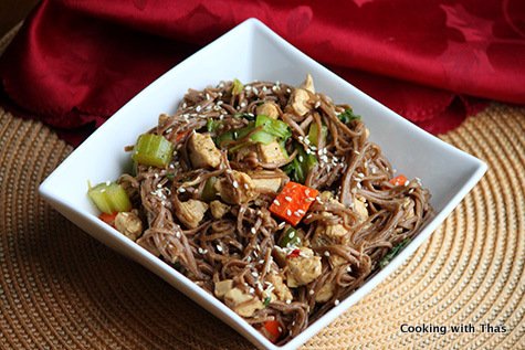 chicken-soba noodle stir fry