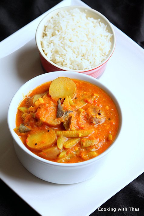 Sindhi Kadhi with potatoes and tindora