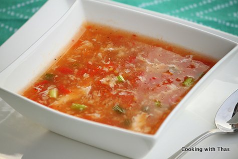 Chicken-tomato-egg drop soup