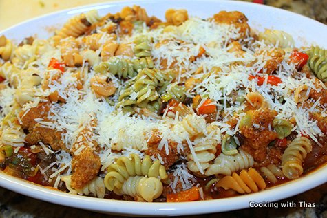 making crusted chicken pasta