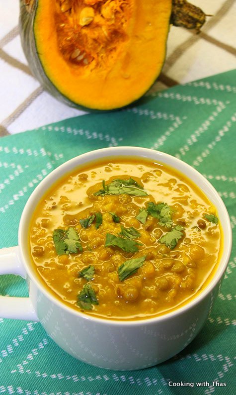 squash and green lentil soup