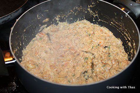 making shrimp-masala
