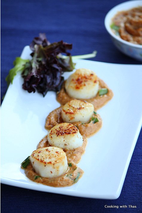 scallops in peanut butter sauce