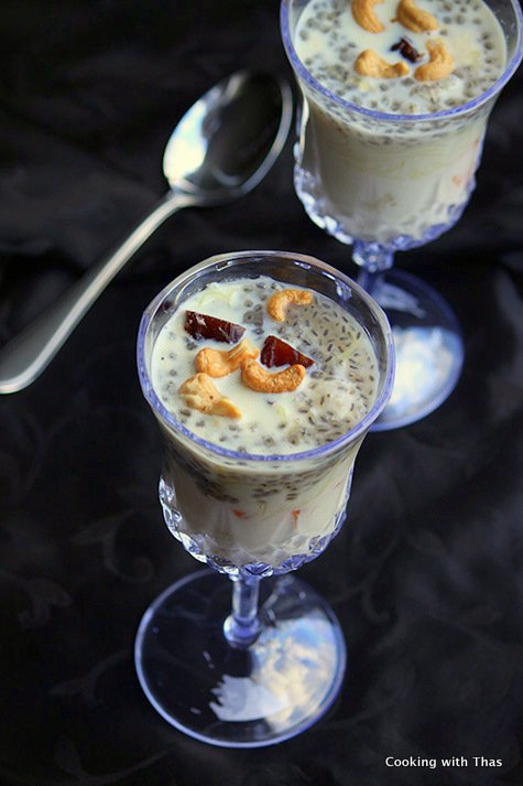 Chilled Cashew Nut Milk with Fruits